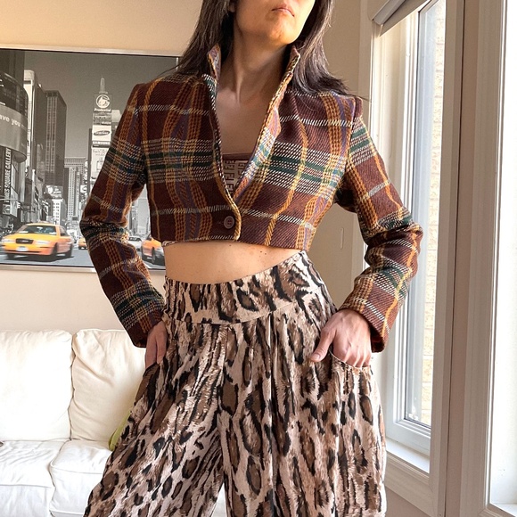 Plaid cropped blazer - Picture 3 of 13